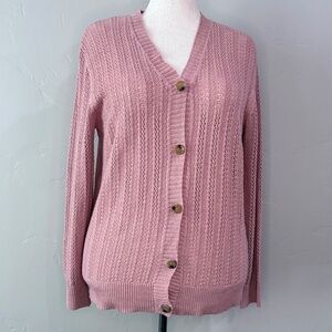 🌸 Lakesaidi XL Open Knit Cardigan — Dusty Rose / Blush — Soft & Feminine